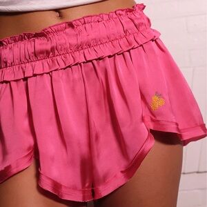 Free People Shorts Womens Ruffle Elastic Like Honey Cherry Embroidered